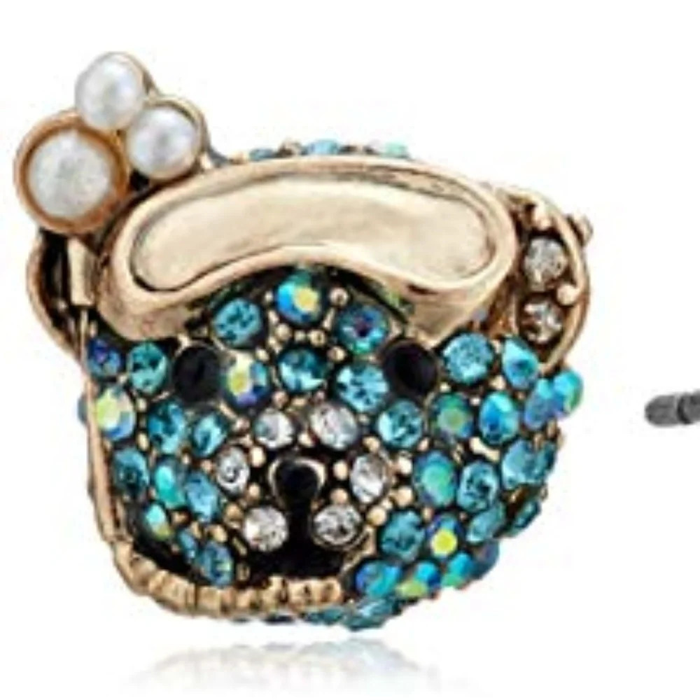 Betsey Johnson Blue Scuba Bear Stud Earrings - Picture 3 of 4